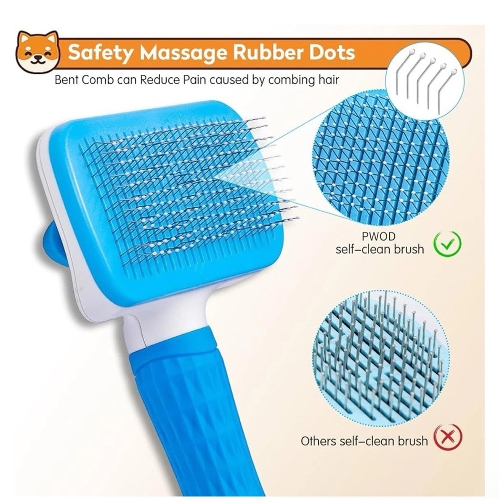 Self Cleaning Pet Grooming Slicker Brush Dog Cat Hair Remover Orange New Unused - Picture 8 of 11
